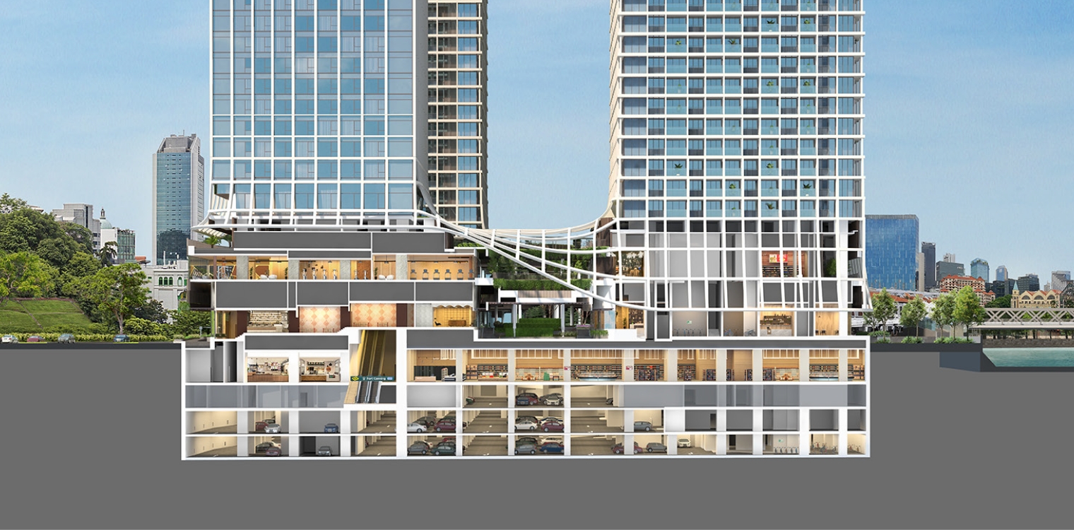 Cross-section of CanningHill Piers, a part of an integrated development at Clark Quay