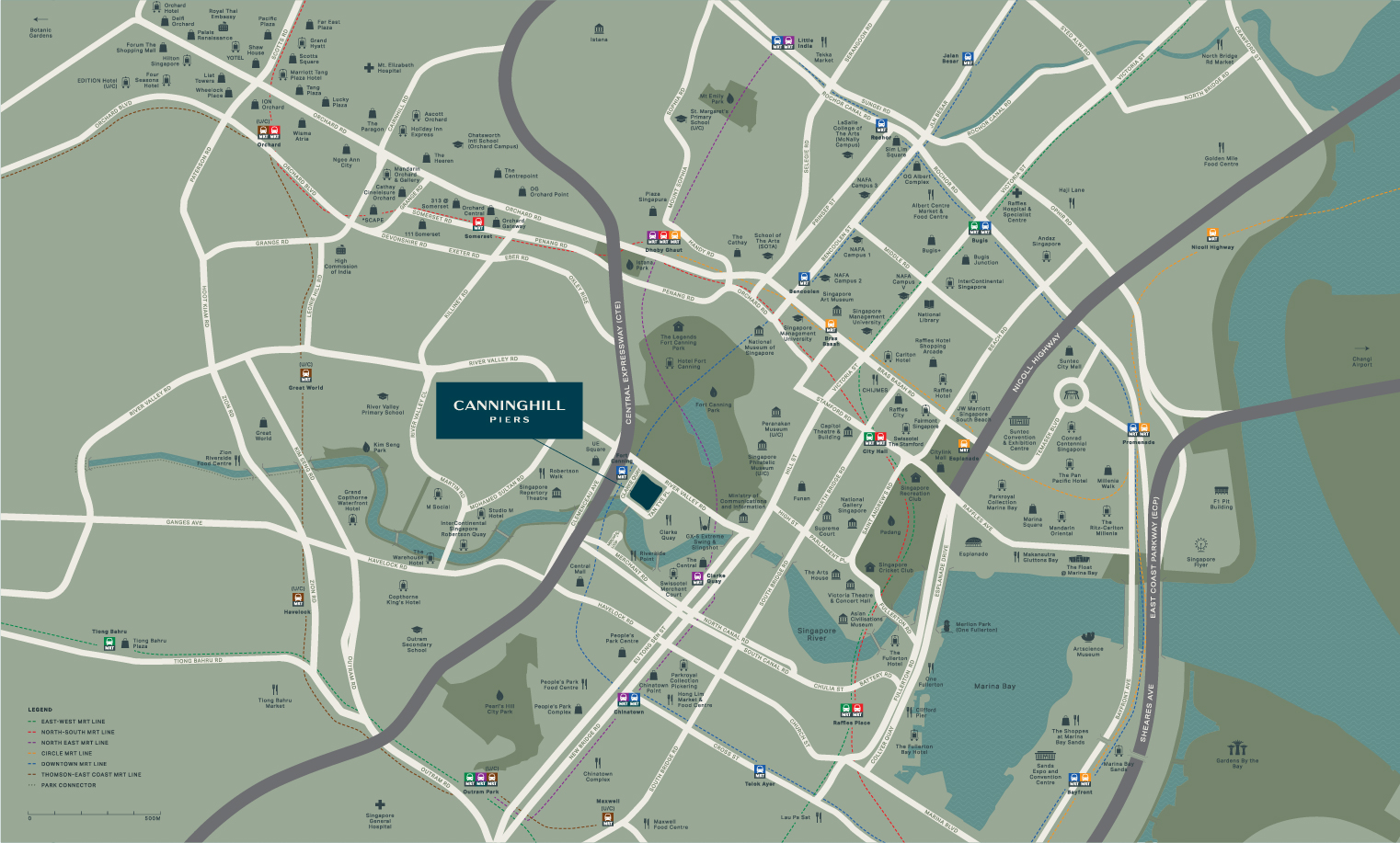 Explore what's around CanningHill Piers. Location map with nearby MRT stations and amenities.