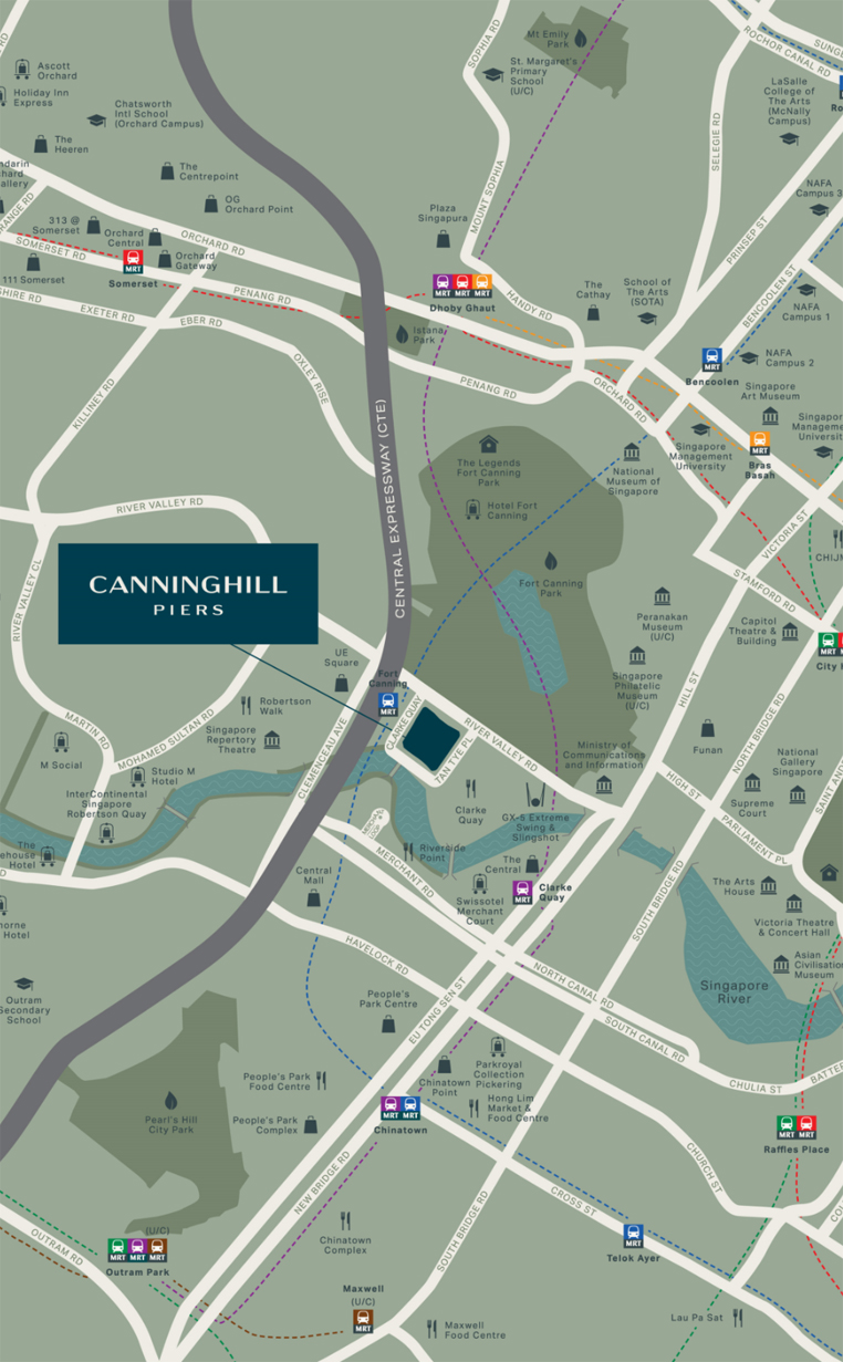 Explore what's around CanningHill Piers. Location map with nearby MRT stations and amenities.